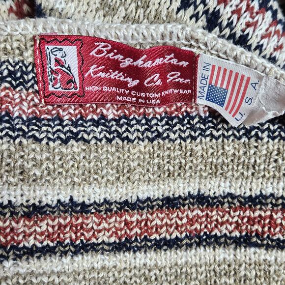 Binghamton Knitting Co Made in the USA Striped Button Up Sweater Size Medium - Picture 3 of 3